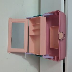 Vintage 90s Caboodles Teal and Pink Cosmetic Case